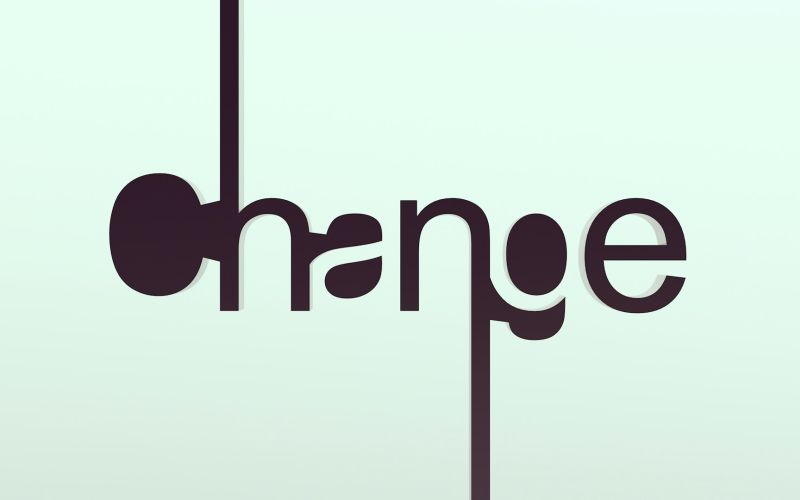 The word change, its letters shifting out of alignment